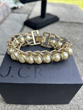 J. Crew Gold-Tone Bracelet with Cream Pearls